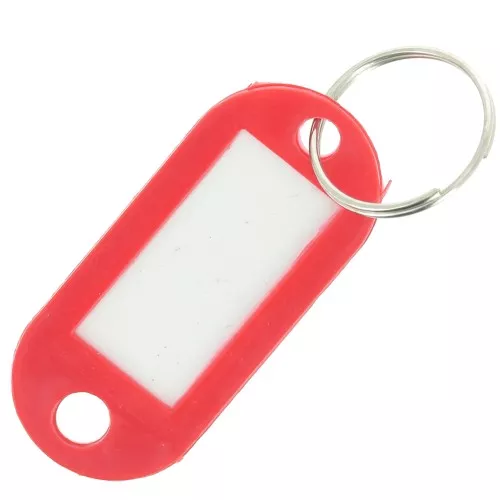 Portachiavi in plastica con etichetta 50x22 mm per borsa grigri - Rosso x1