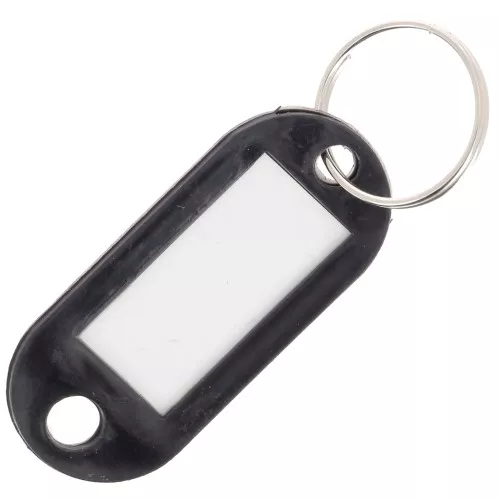 Portachiavi in plastica con etichetta 50x22 mm per borsa grigri - Nero x1