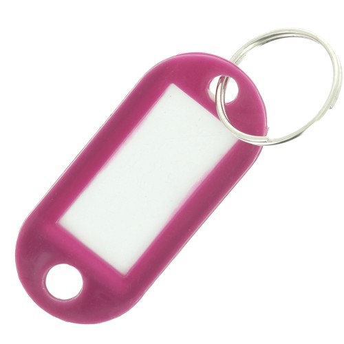 Portachiavi in plastica con etichetta 50x22 mm per borsa grigri - Plum x1