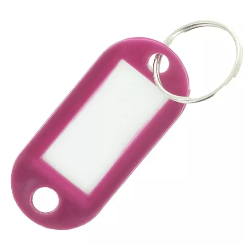 Portachiavi in plastica con etichetta 50x22 mm per borsa grigri - Plum x1