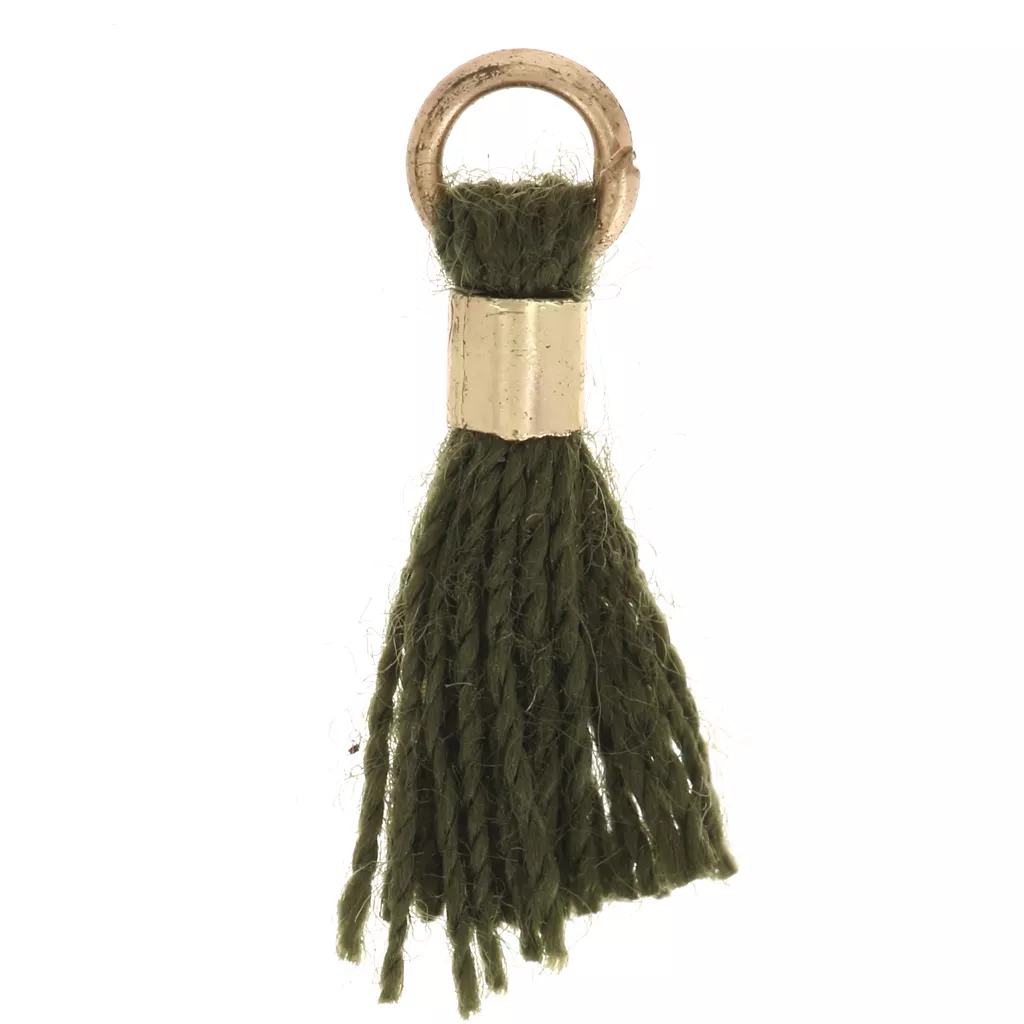 Pompon In Finto Cotone Da 12 Mm Con Anello - Dorato - Verde Oliva X1 P 734072