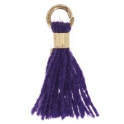 Pompon da 12 mm in finto cotone con anello - Dorato - Viola x1|raw }}