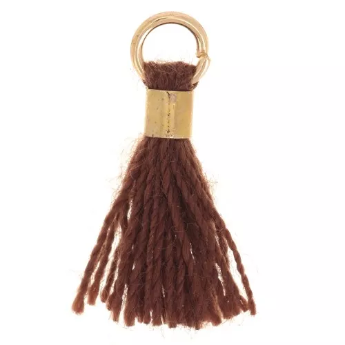 Pompon in finto cotone da 12 mm con anello - Dorato - Marrone x1