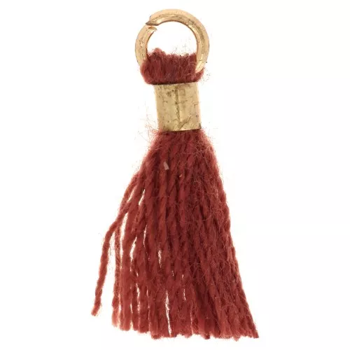Pompon in finto cotone da 12 mm con anello - Dorato - Terracotta x1