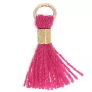 Pompon in finto cotone da 12 mm con anello - Dorato - Fucsia x1