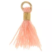 Pompon in finto cotone da 12 mm con anello - Dorato - Salmone x1