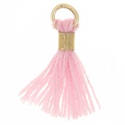 Pompon in finto cotone da 12 mm con anello- Dorato - Rosa x1