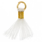 Pompon in finto cotone da 12 mm con anello - Dorato - Bianco x1|raw }}