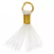 Pompon in finto cotone da 12 mm con anello - Dorato - Bianco x1