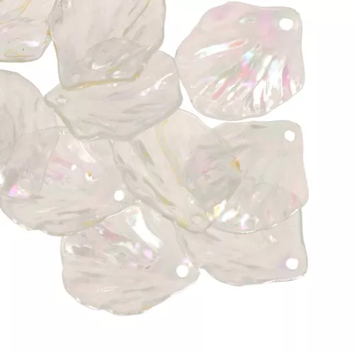Zecchini a petali di fiori curvi 19x16 mm in acrilico - Trasparente AB x12