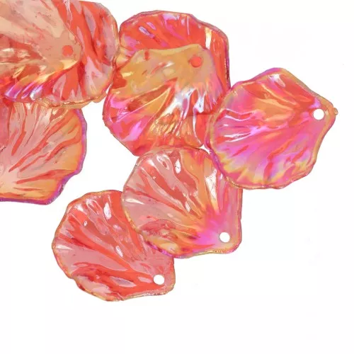 Zecchini a fiore curvo in acrilico trasparente 20x17 mm - Red AB x12