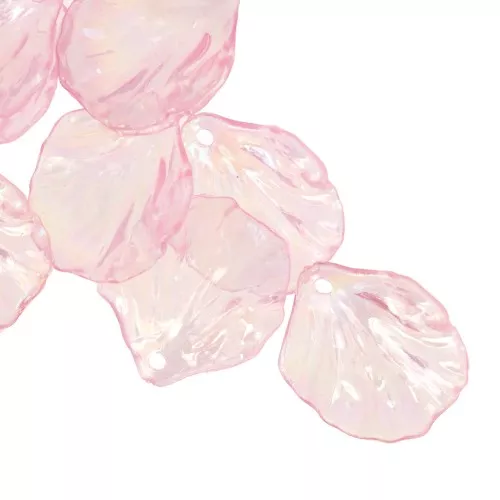 Zecchini petali di fiori curvi 20x17mm acrilico chiaro rosa AB x12