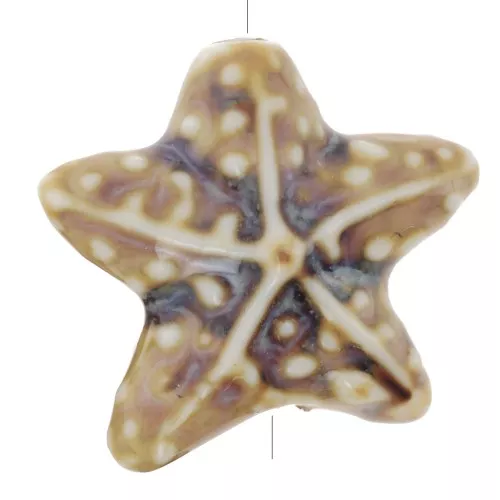 Perla stella marina in ceramica 19x21 mm - Marrone x1