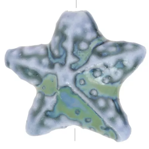 Perla stella marina in ceramica 19x21 mm - Blu marmorizzato - Verde x1
