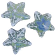 Perla stella marina in ceramica 19x21 mm - Blu marmorizzato - Verde x1