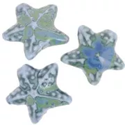 Perla stella marina in ceramica 19x21 mm - Blu marmorizzato - Verde x1