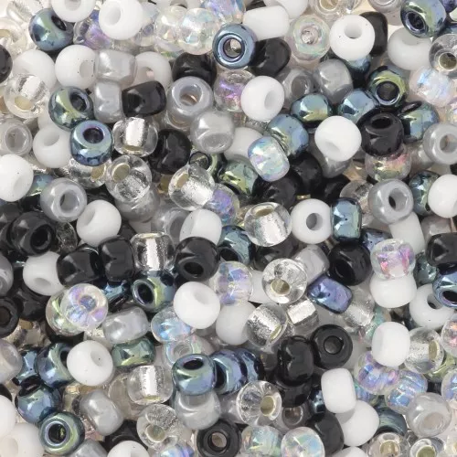 Mix rocaille Miyuki 8/0 - Bianco e nero x8g