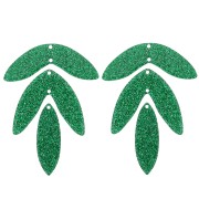 Set di 6 pendenti a forma di foglia in acrilico 62x45 mm da montare - Verde abete Brillantini|raw }}