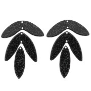 Set di 6 pendenti a forma di foglia in acrilico 62x45 mm da montare - Nero Brillantini