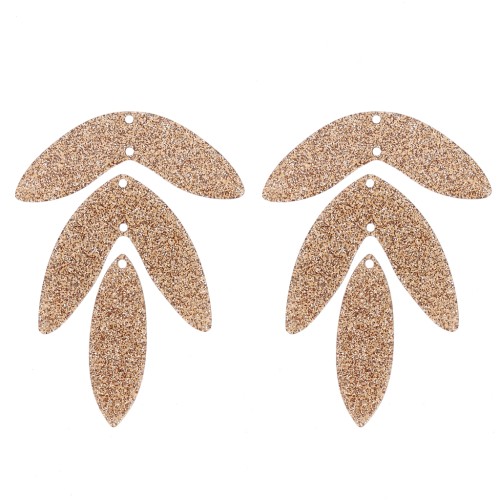 Set di 6 pendenti a forma di foglia in acrilico 62x45 mm da montare - Brillantini di bronzo