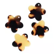 Ciondolo a fiore in acetato da 19 mm - Tartaruga - Marrone - Nero x1