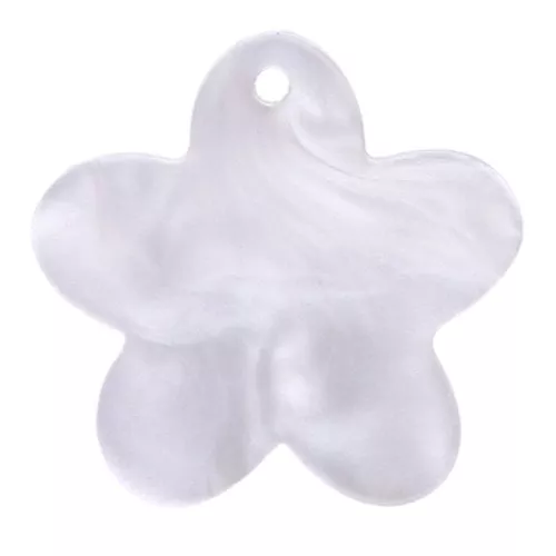 Ciondolo fiore in acetato 19 mm - Bianco perlato x1