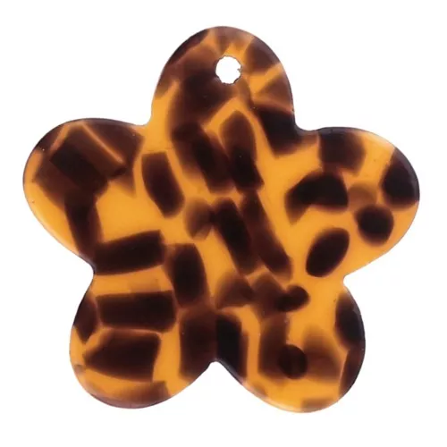 Ciondolo a fiore in acetato da 19 mm - Terrazzo Brown - Nero x1