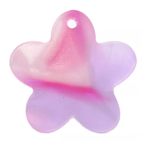Ciondolo a fiore in acetato da 19 mm - Tartaruga - Rosa - Viola x1