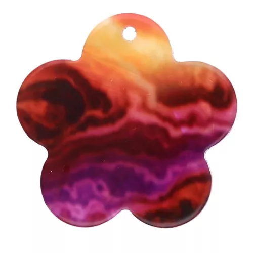 Pendente a forma di fiore in acrilico da 22 mm - Tramonto - Arancione - Viola x1