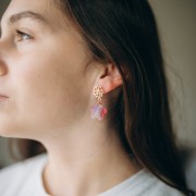 Ciondolo a fiore in acetato da 19 mm - Tartaruga - Blu - Rosa - Perla verde x1