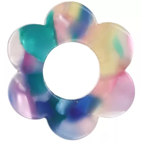 Pendente a forma di fiore in acetato da 18 mm - Tartaruga - Perla blu - rosa - verde x1