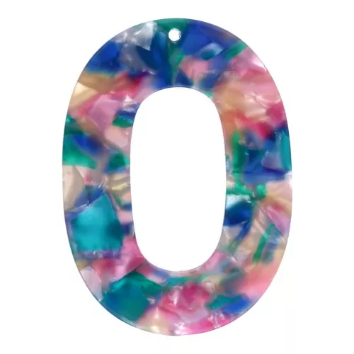 Pendente ovale incavato in acetato 47x34 mm - Blu tartaruga - Rosa - Verde perlato