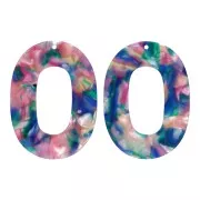 Pendente ovale scavato in acetato 47x34mm - Blu tartaruga - Rosa - Verde perla