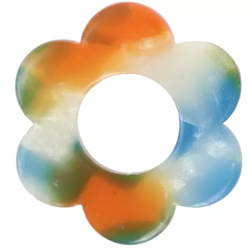 Pendente a fiore in acetato da 18 mm - Tartaruga - Bianco perlato - Blu - Arancione