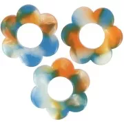 Pendente a fiore in acetato da 18 mm - Tartaruga - Bianco perlato - Blu - Arancione