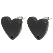 Orecchini acrilici a cuore 14x15,5 mm - Nero x2|raw }}