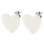 Orecchini acrilici a cuore 14x15,5 mm - Crema x2