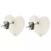 Orecchini acrilici a cuore 14x15,5 mm - Crema x2