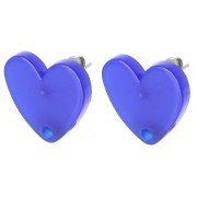 Orecchini a cuore in acrilico 14x15,5 mm - Royal Blue x2