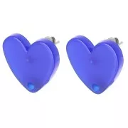 Orecchini a cuore in acrilico 14x15,5 mm - Royal Blue x2