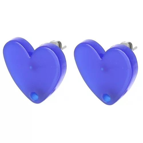 Orecchini a cuore in acrilico 14x15,5 mm - Royal Blue x2