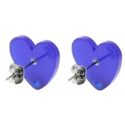 Orecchini a cuore in acrilico 14x15,5 mm - Royal Blue x2