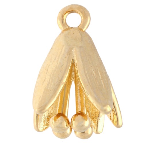 Ciondolo a fiore 13x10 mm - Dorato con oro fino x1