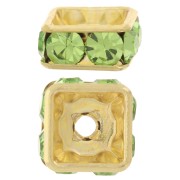 Perla rotonda strass quadrata 6 mm - Dorato - Peridoto x1|raw }}