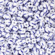 Perla Preciosa a righe 8/0 - 3 mm - Bianco - Blu x 20 g