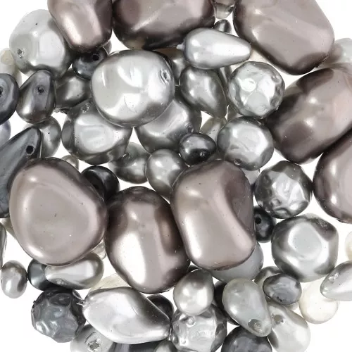 Assortimento di perle di Boemia - Mix Grigio - Talpe x50g