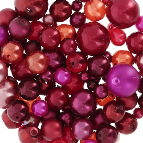Assortimento di Perle di Boemia - Mix Rosso - Rosa x50g