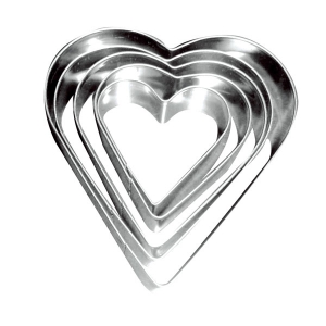 Set di mini stampini in metallo forma cuore x5