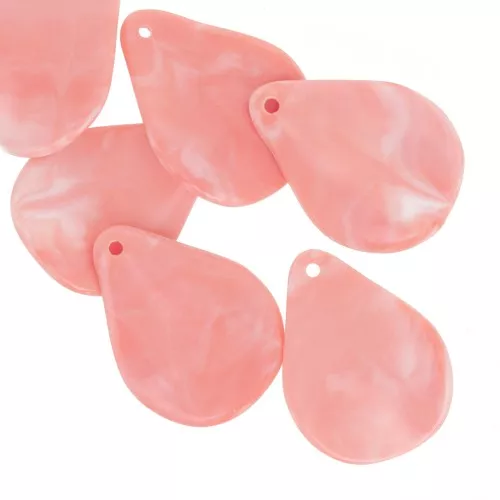 Zecchini a fiore curvo da 23 mm in resina - Corallo marmorizzato x6