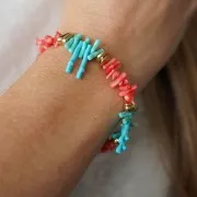 Pendenti corallo in resina 21x6 mm - Turchese x8